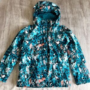 Roxy Stylish Blue Leopard Print Kids Jacket, Size 14(XL)